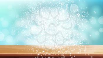 Christmas Background Vector. Blue Winter Holidays Advertising Background. Table Top Good For Display, Montage Your Xmas Sale Products