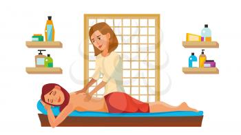 Spa Massage Vector. Relaxation Wellness Salon. Isolated Flat Cartoon Character Illustration