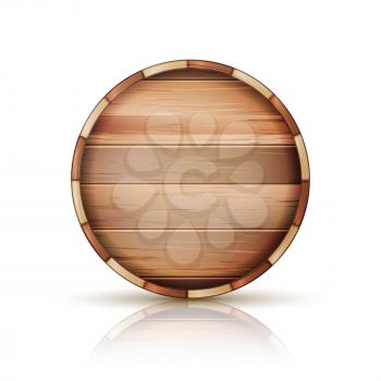 Barrel Wooden Sign Vector. Wooden 3d Icon Illustration