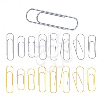 Small Binder Clips Vector Isolated On White. Realistic Clip Set