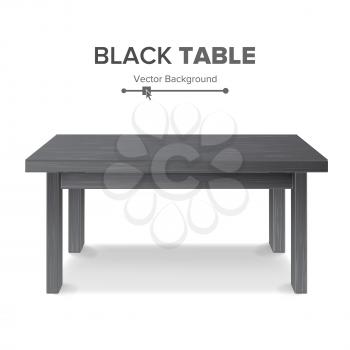Black Table, Stand Vector. 3D Stand Template For Object Presentation. Realistic Vector