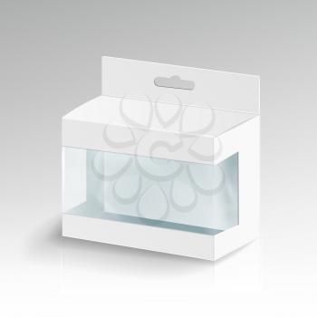 White Blank Cardboard Rectangle Vector. Realistic White Package Box.