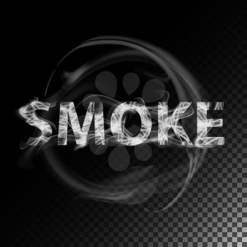 Realistic Cigarette Smoke Waves Vector. Smoke Or Steam Texture, Created With Gradient Mesh. Smoke Isolated Over Black