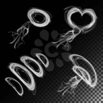Realistic Cigarette Smoke Waves Vector. Smoke Or Steam Texture, Created With Gradient Mesh. Smoke Isolated Over Black