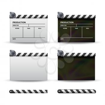 Clapper Board Vector. Set Of Movie Clapper Board. Template Symbol For Film And Video.