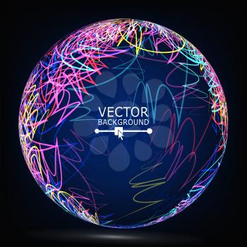 Color Lines Sphere Composition Vector. Glowing Background