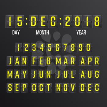 Flip Countdown Timer Vector. Flip Scoreboard Digital Calendar. Years, Months, Days