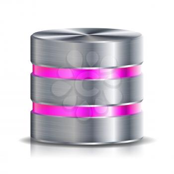 Network Database Disc Icon Vector Set. Realistic Illustration Of Computer Hard Disk.