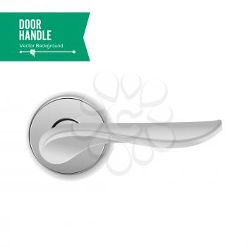 Door Handle Vector. Realistic Classic Element Isolated On White Background. Metal Door Handle Lock. Stock Illustration.