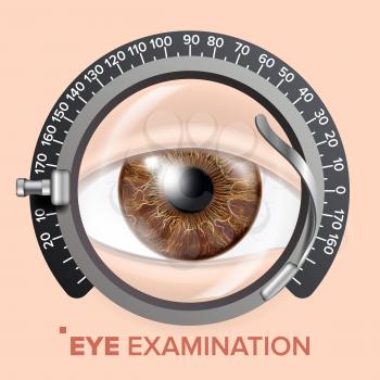Eye Test Banner Vector. Trail Frame. Diagnostic Equipment. Optometrist Check. Care Illustration
