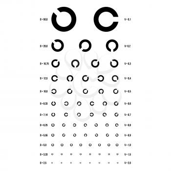 Eye Test Chart Vector. Rings Chart. Vision Exam. Optometrist Check. Medical Eye Diagnostic. Sight, Eyesight. Examination Illustration