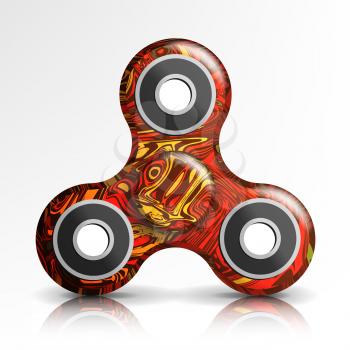 Spinner Toy Vector. Bright Plastic Fidgeting Hand Toy For Improvement Of Attention Span. Spinning Machine. Rotation. Fidget Finger Spinner Stress, Anxiety Relief Toy. Realistic