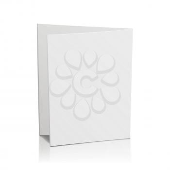 Blank Folder White Brochure. Vector 3D Mockup. Realistic Paper Brochure. Empty