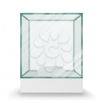 Empty Transparent Glass Box Cube Vector. Realistic Cube