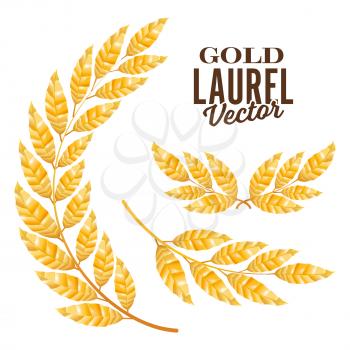 Gold Laurel Vector. Elements For Award Design.