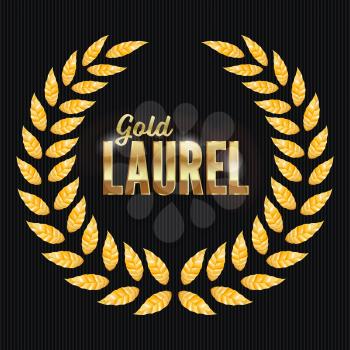 Gold Laurel Vector. Shine Wreath Award Design.