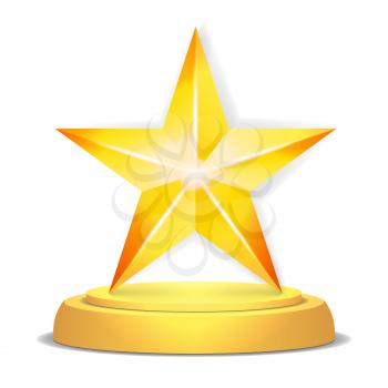 Gold Star Award. Shiny Vector Illustration. Modern Trophy, Challenge Prize. Beautiful Label Design. Isolated Vector Illustration