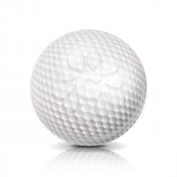 Realistic Golf Ball Isolated On White Background. Traditional Classic Golf Ball Design. Three-dimensional. Vector