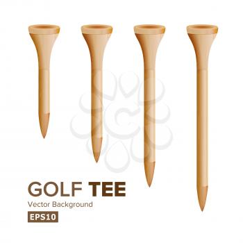 Golf Tees Vector. Realistic Illustration Of Wooden Golfing Tees Isolated On White