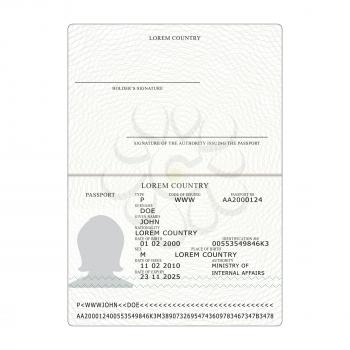 International Passport Vector. People Identification Document. Business, Travel Concept