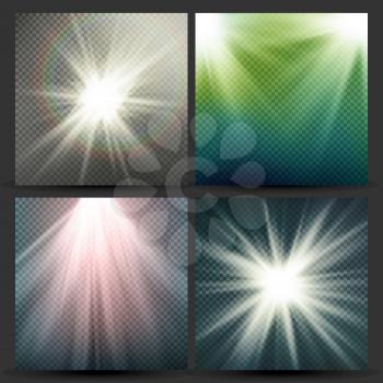 Light Beam Rays Vector. Light Effect Vector. Rays Burst Light.Isolated On Transparent Background. Vector
