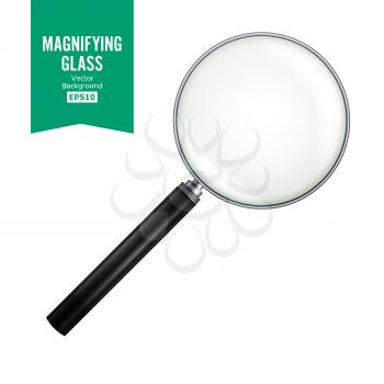 Realistic Magnifying Glass Vector. Isolated On White Background, With Gradient Mesh. Magnifying Glass For Zoom