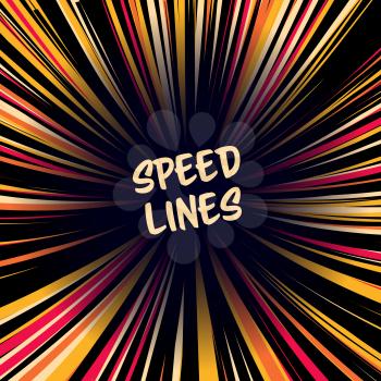 Fast speed warp vector effect. Lines Zoom Fade Converging Background. Comic book Element, Ray Power