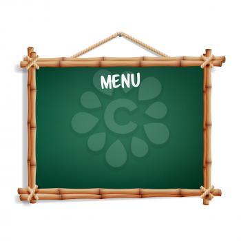 Menu Board. Cafe Or Restaurant Menu Bulletin Black Board. Isolated On White Background. Realistic
