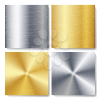 Metal Abstract Technology Background. Polished, Brushed Texture. Chrome, Silver Steel Aluminum Vector