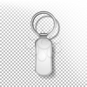 Template Metal Keychain Vector. Realistic Illustration. Key Chain, Pendants MockUp