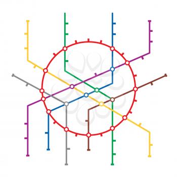 Metro Map Vector. Subway Map Design Template. Colorful Background With Stations.