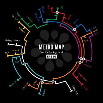 Metro Map Vector. Imaginary Underground Map. Colorful Background With Stations.