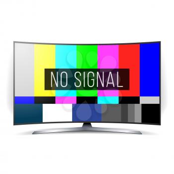 No Signal TV Test Vector. Lcd Monitor. Flat Screen TV. Television Colored Bars Signal. SMPTE bars