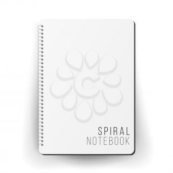 Spiral Empty Notepad Blank Mockup. Template For Advertising Branding, Corporate Identity. 3D Realistic Notebook Mockup. Blank Notebook With Clean Cover