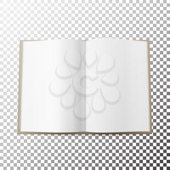 Open Magazine Spread Blank Vector. Simple Mock Up Template Lying. Front View. Soft Shadow.