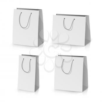 Blank Paper Bag Template Vector. 3D Realistic Shopping Or Gift Bag Mock Up