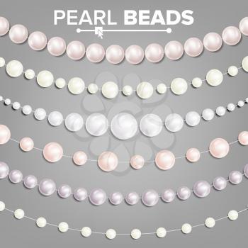Pearl Necklace Vector. Jewel String. Elegant Luxury Decoration Illustration.