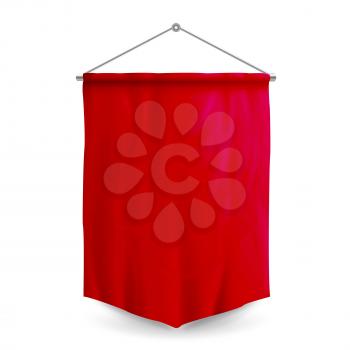 Red Pennant Template Vector. Empty 3D Pennant Blank. Realistic