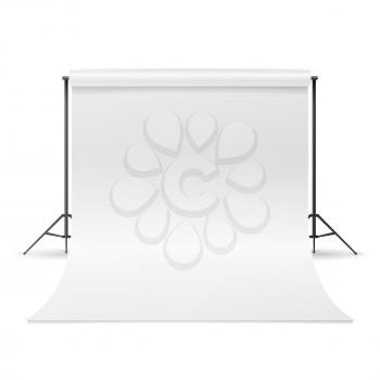 Photography Studio Vector. Clean White Canvas Isolated. Realistic Illustration.