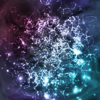 Cosmic Constellations Background Vector. Abstract Magic Space