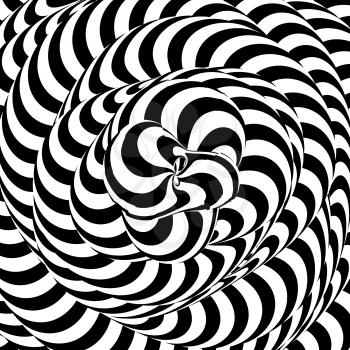 Abstract Striped Background. Swirling Monochrome Shapes. Black And White Rays. Distortion Backdrop