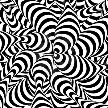 Abstract Striped Background. Spiral Vortex Phenomenon. Black And White Hypnosis, Rays. Optical Art