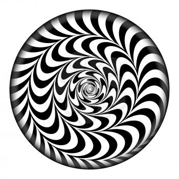 Radial Spiral Vector Psychedelic Illustration. Comic Rotation Effect. Black And White
