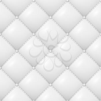 Quilted Pattern Vector. Abstract Soft Textured Background With Squares In White. Close-up