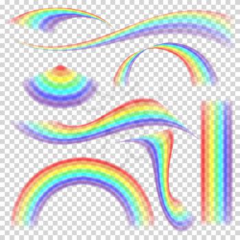 Rainbow Set Vector. Different Shape Collection. Realistic Rainbow Set Isolated Transparent Background.