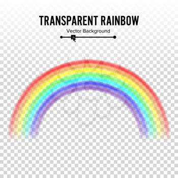 Rainbow Vector. Classic Round Shape. Realistic Rainbow Isolated Transparent Background.