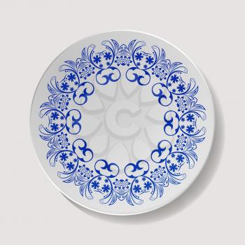 Realistic Plate Vector. Closeup Porcelain Tableware Isolated. Ceramic Kitchen Dish Top View. Template For Food Presentation.