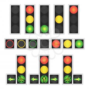 Road Traffic Light Vector. Realistic LED Panel. Sequence Lights Red, Yellow, Green. Go, Wait, Stop Signals Isolated On White