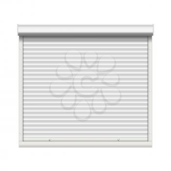 Window Roller Shutters Vector. Opened And Closed. Realistic Window, Door, Garage Rolling Shutters Isolated On White Illustration.