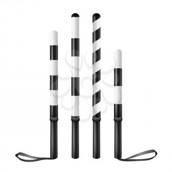 Traffic Stick Vector. Policeman Or Officer Traffic Control Regulation Equipment. Illustration Isolated